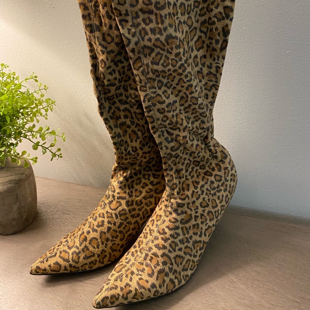 Knee length pointed toe boots